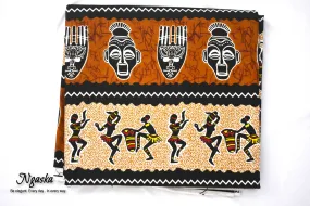 African Wax, Ankara Fabric, Brown and Cream Pattern - CA 14