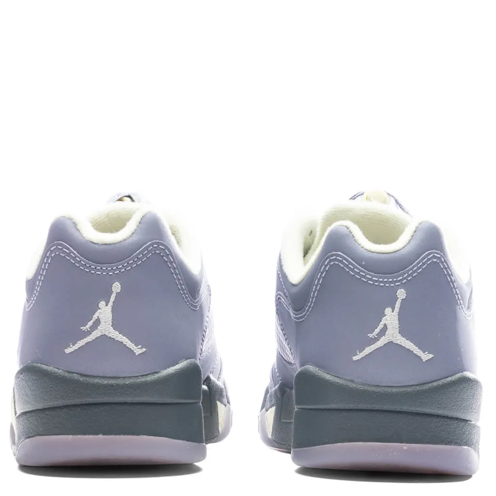 Air Jordan Women's 5 Retro Low - Indigo Haze/Fire Red/Metallic Silver