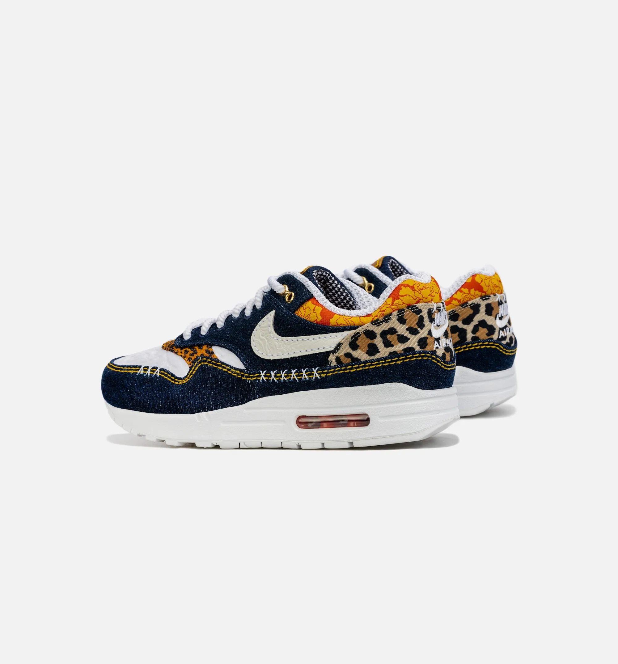 Air Max 1 Premium Denim Leopard Mens Lifestyle Shoe - Blue/Brown