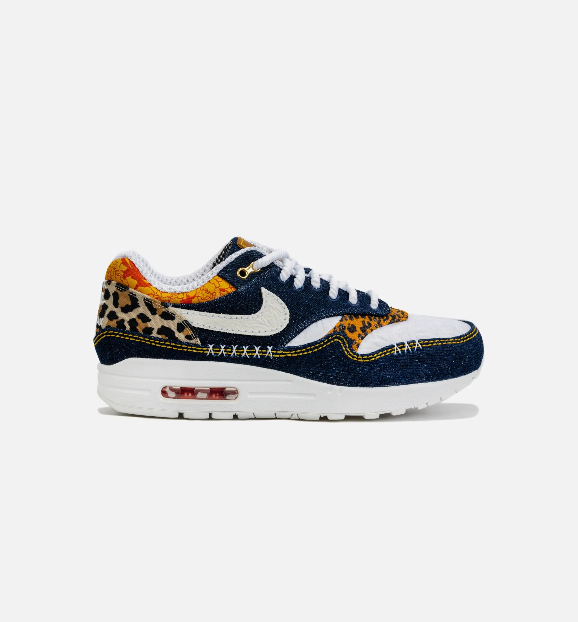 Air Max 1 Premium Denim Leopard Mens Lifestyle Shoe - Blue/Brown