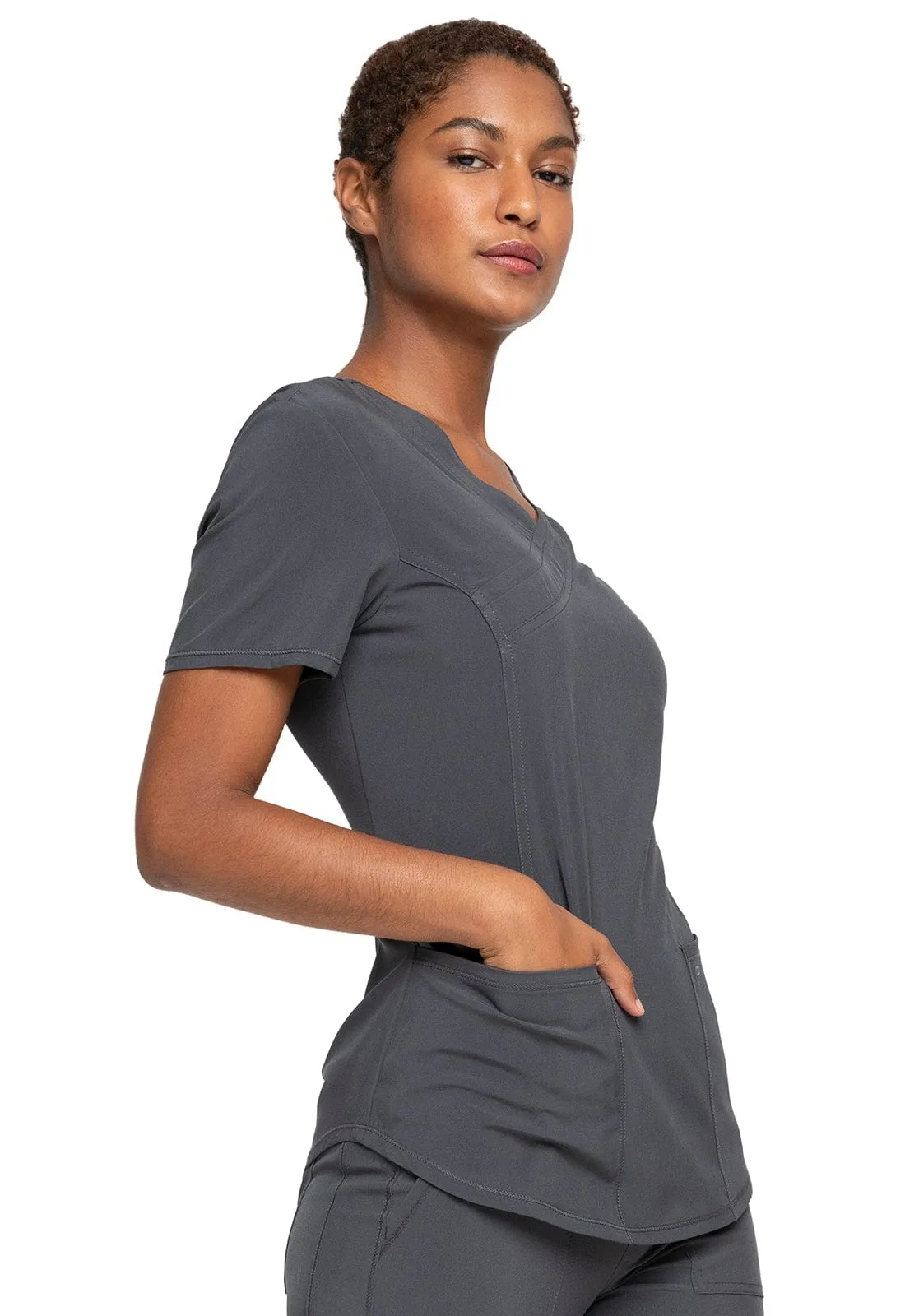 Allura Contemporary Mock Wrap Scrub Top CKA688