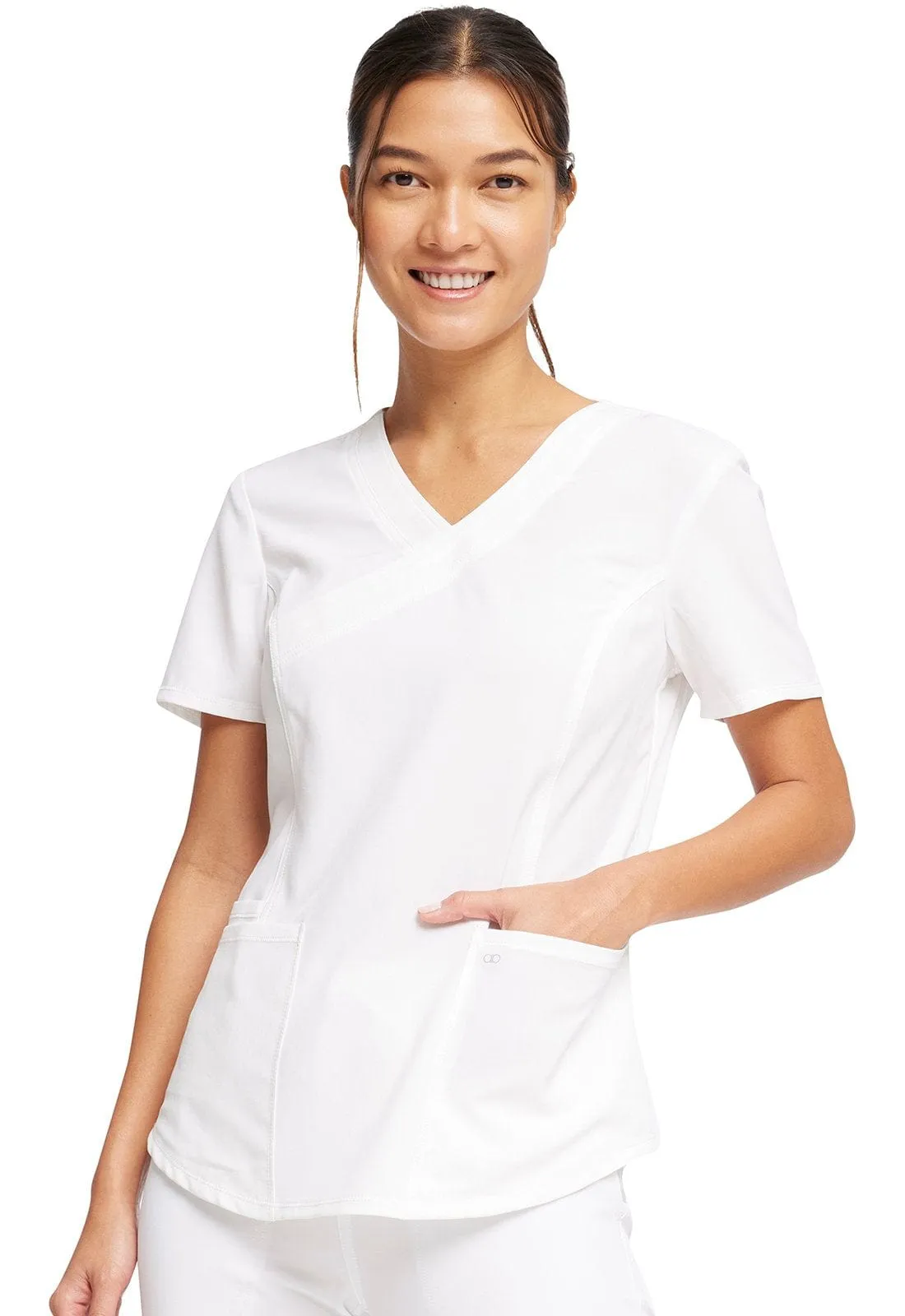 Allura Contemporary Mock Wrap Scrub Top CKA688