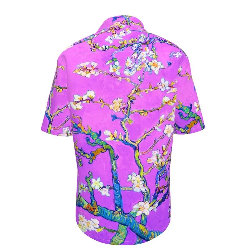 Almond Blossom and Purple Sky Short Sleeve Shirt