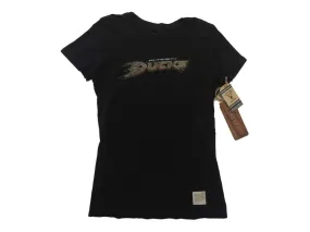 Anaheim Ducks Retro Brand WOMEN Black 100% Cotton Script Vintage T-Shirt