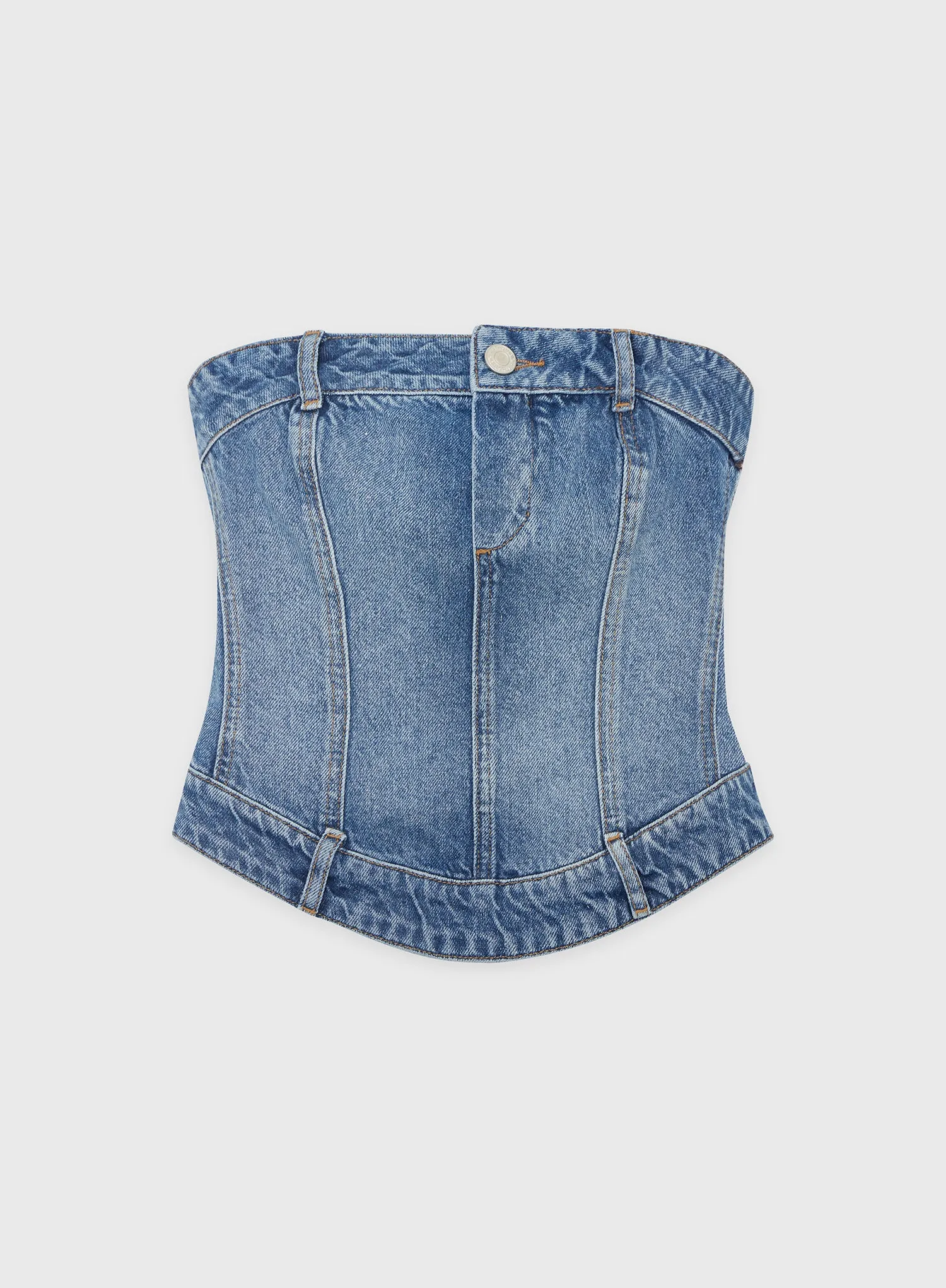 Antique Blue Denim Corset Top - Maxine