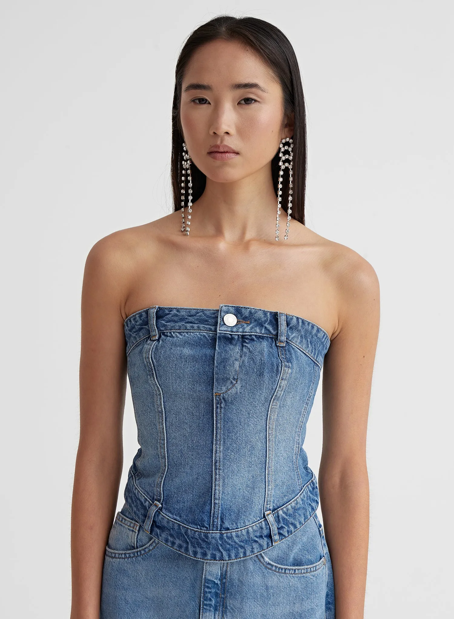 Antique Blue Denim Corset Top - Maxine