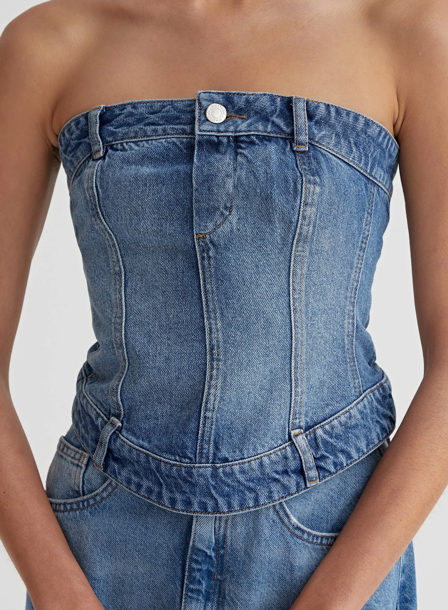 Antique Blue Denim Corset Top - Maxine