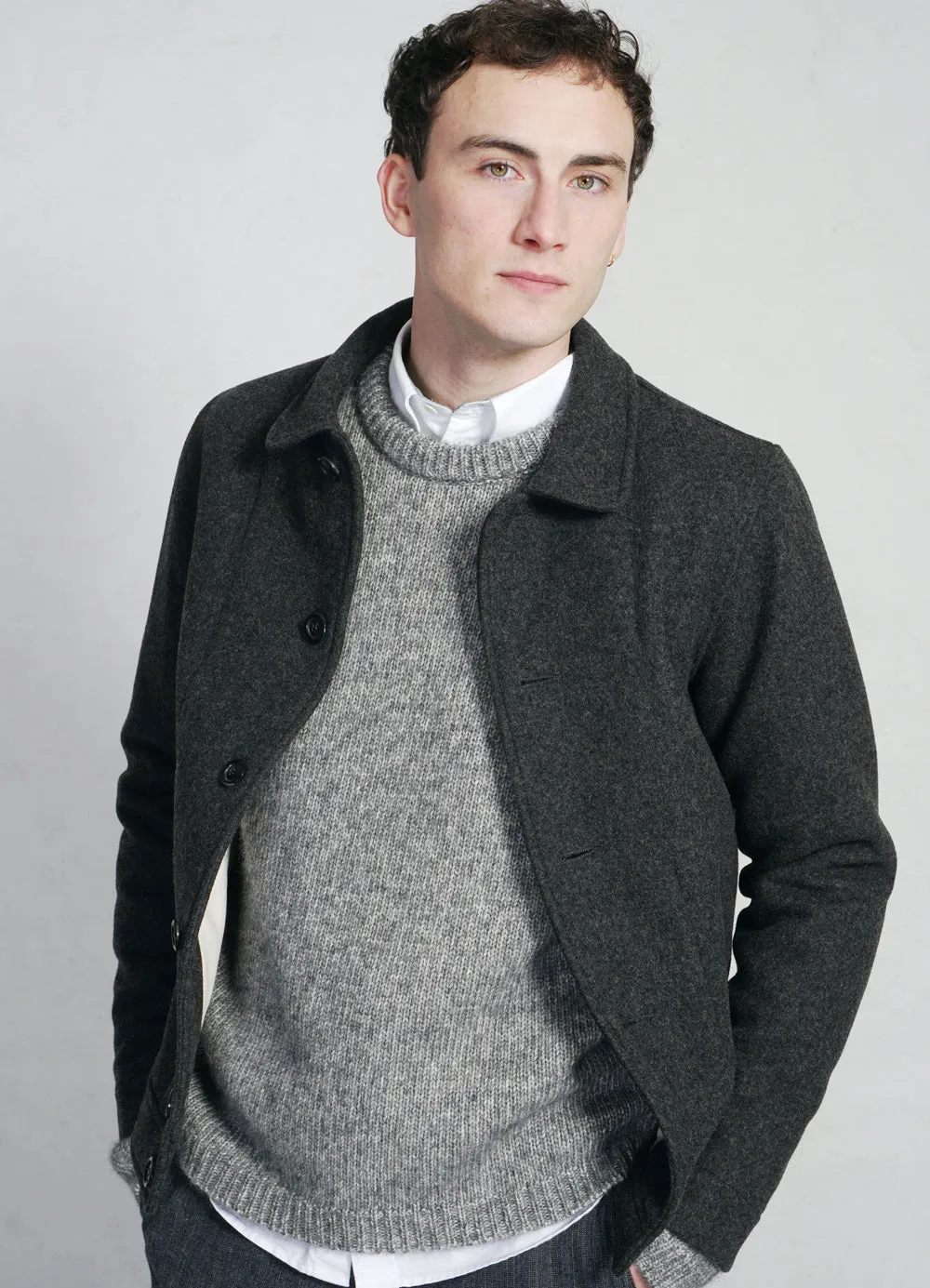 ATLAS | Short Wool Felt Jacket | Grey Melange