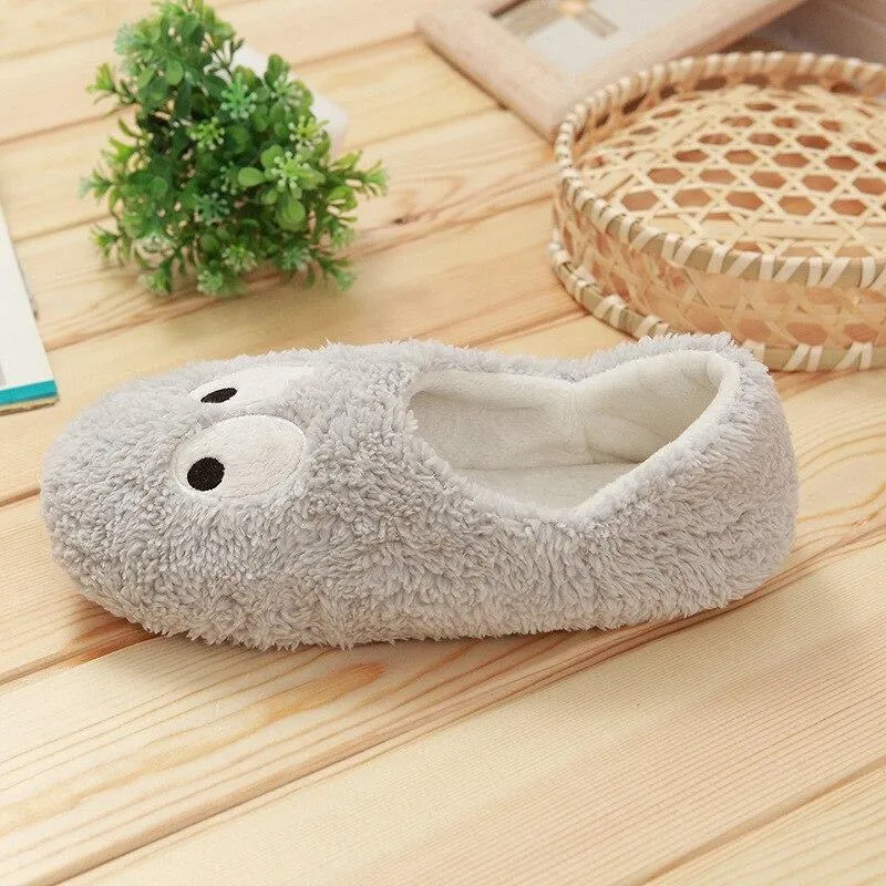 Autumn Winter Women's Lovely Large Eyes Soft Soled Cotton Flat Home Slippers