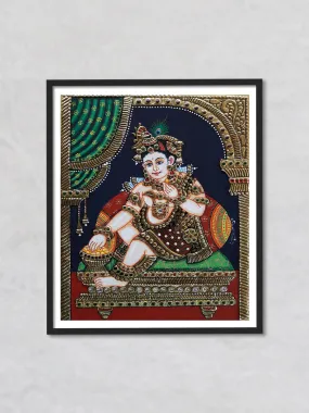 Baal Krishna Leela, Tanjore Painting by Sanjay Tandekar