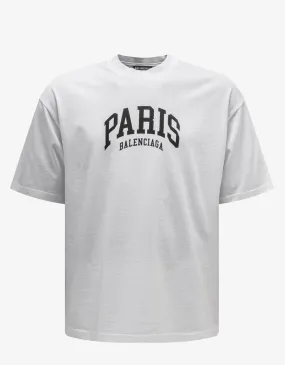 Balenciaga White Cities Paris Medium Fit T-Shirt