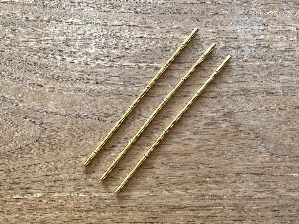 Bamboo Brass Swizzle Sticks - Set of 6