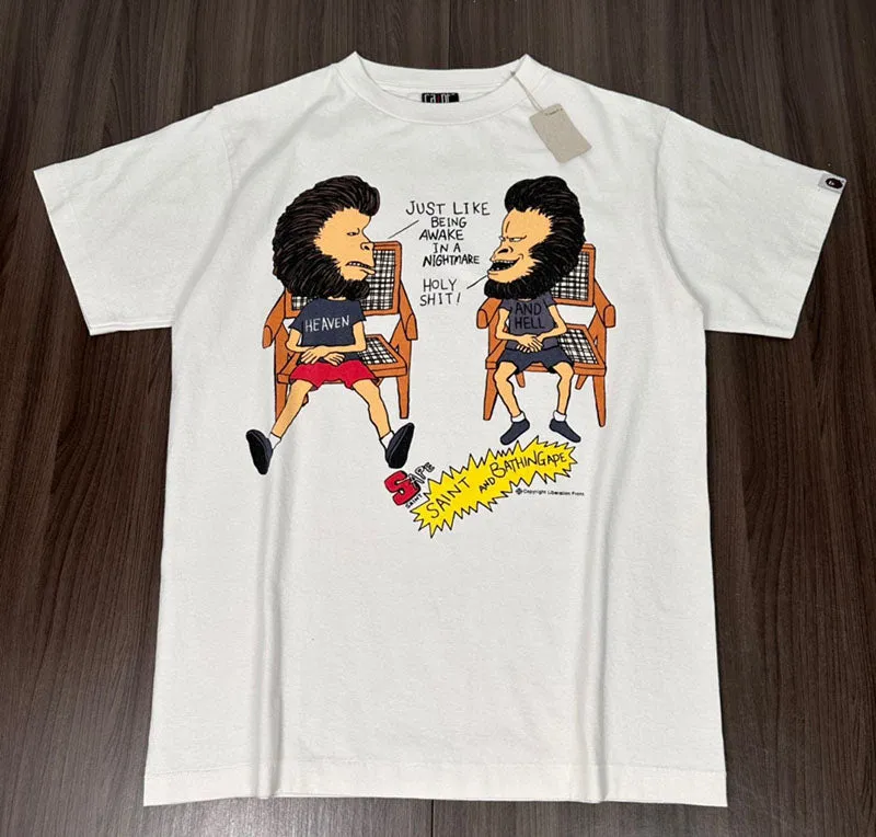 BAPE x Saint Mxxxxxx Heaven and Hell Tee Vintage White