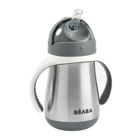 Beaba Stainless Steel Straw Cup - Grey