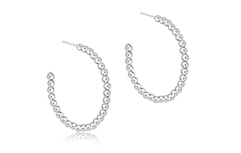 Beaded Classic Post Hoop - 3mm Sterling