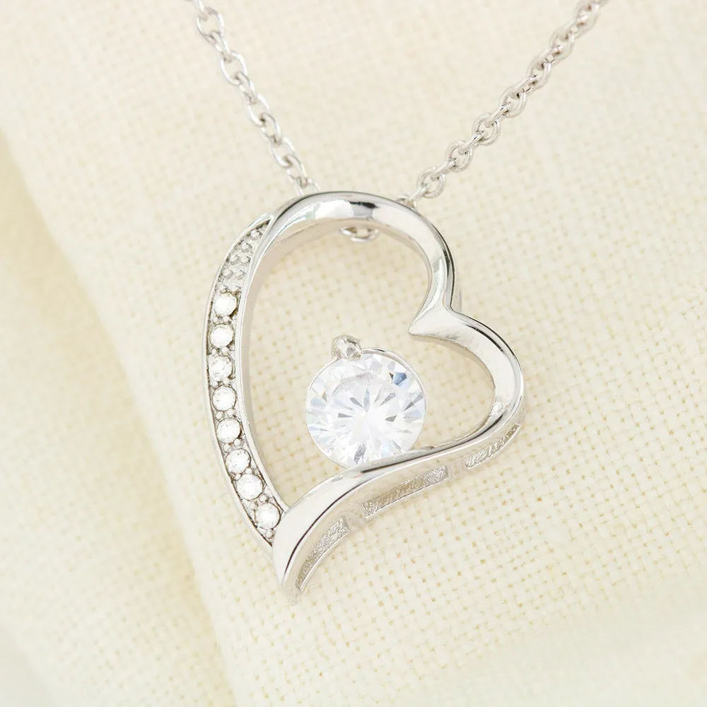 Beautiful Cubic Zirconia Heart LOVE Necklace With Mom To Daughter Together Forever Message Card