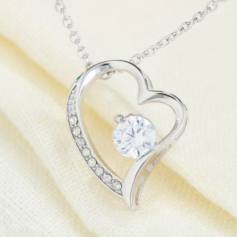 Beautiful Cubic Zirconia Heart LOVE Necklace With Mom To Daughter Together Forever Message Card