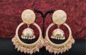 Beautiful Meenakari Earrings - Light Orange