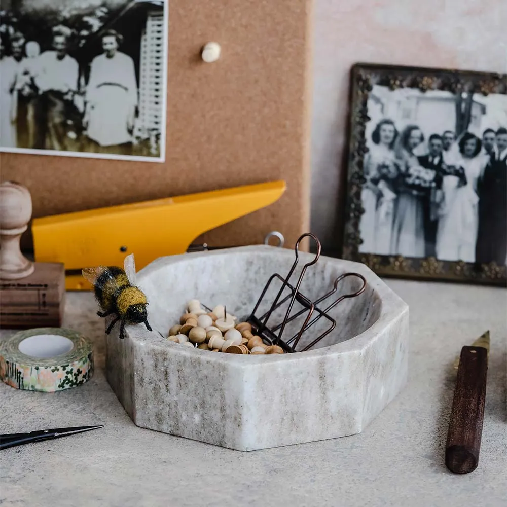 Beige Marble Octagon Bowl