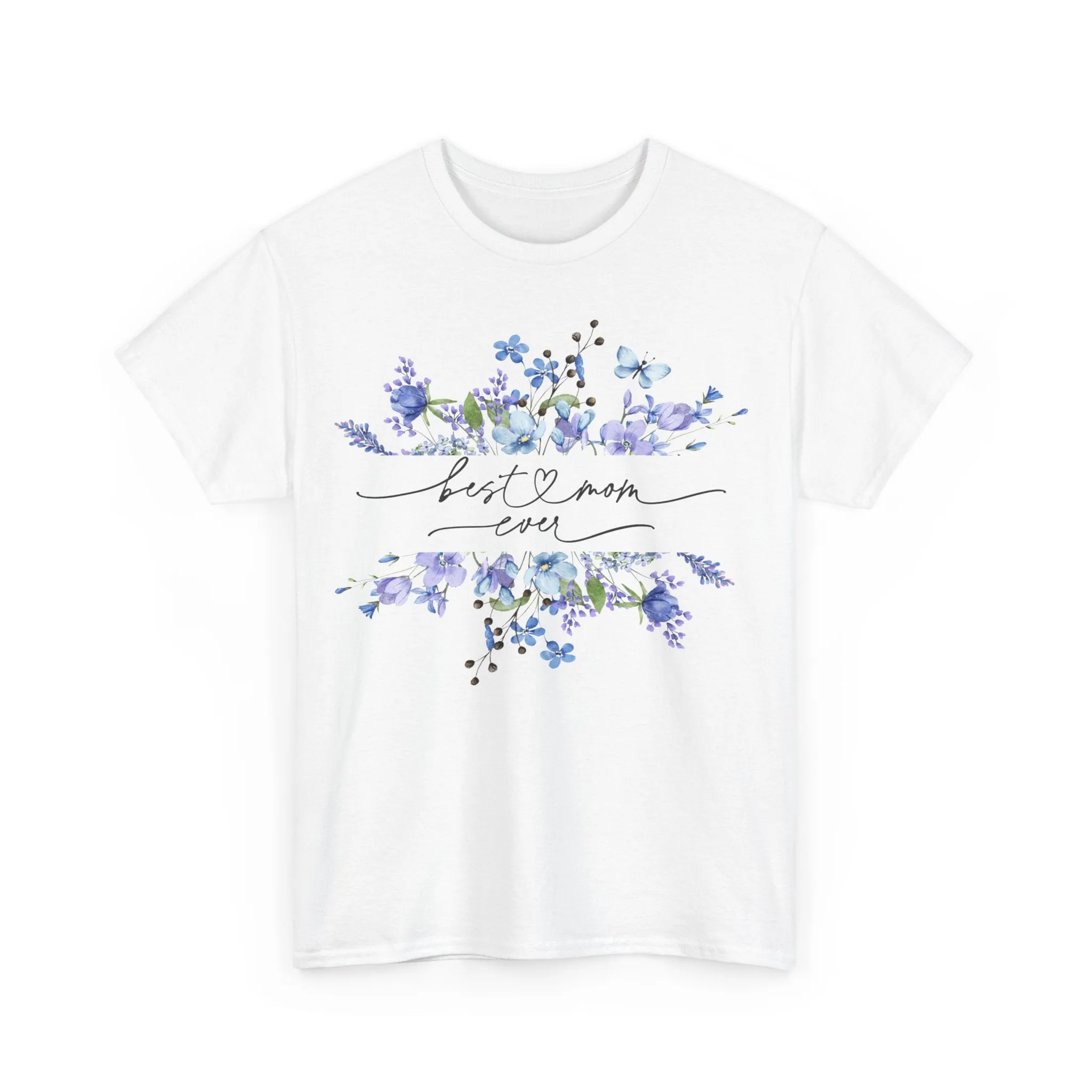 Best Mom Blue floral - Unisex Heavy Cotton Tee