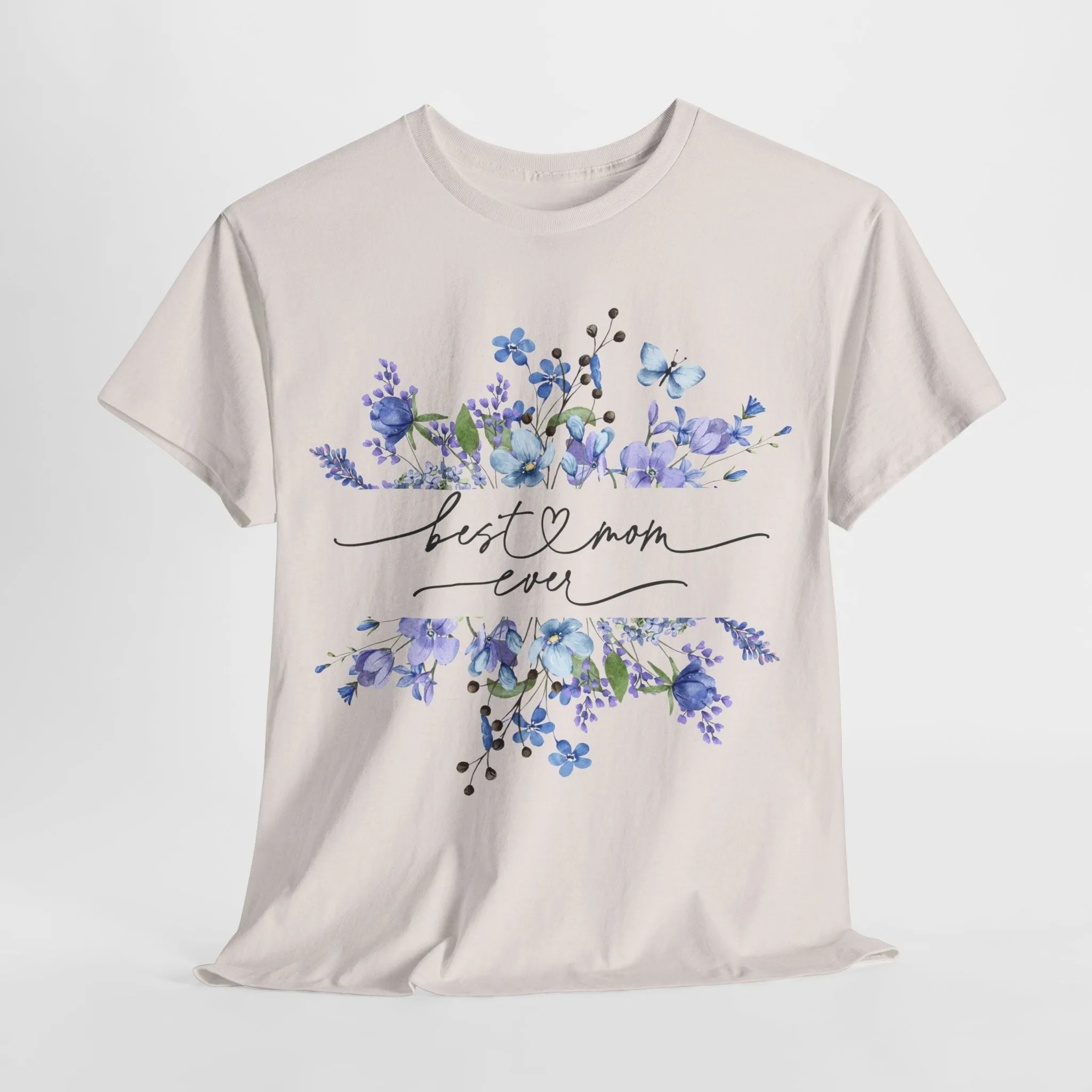 Best Mom Blue floral - Unisex Heavy Cotton Tee