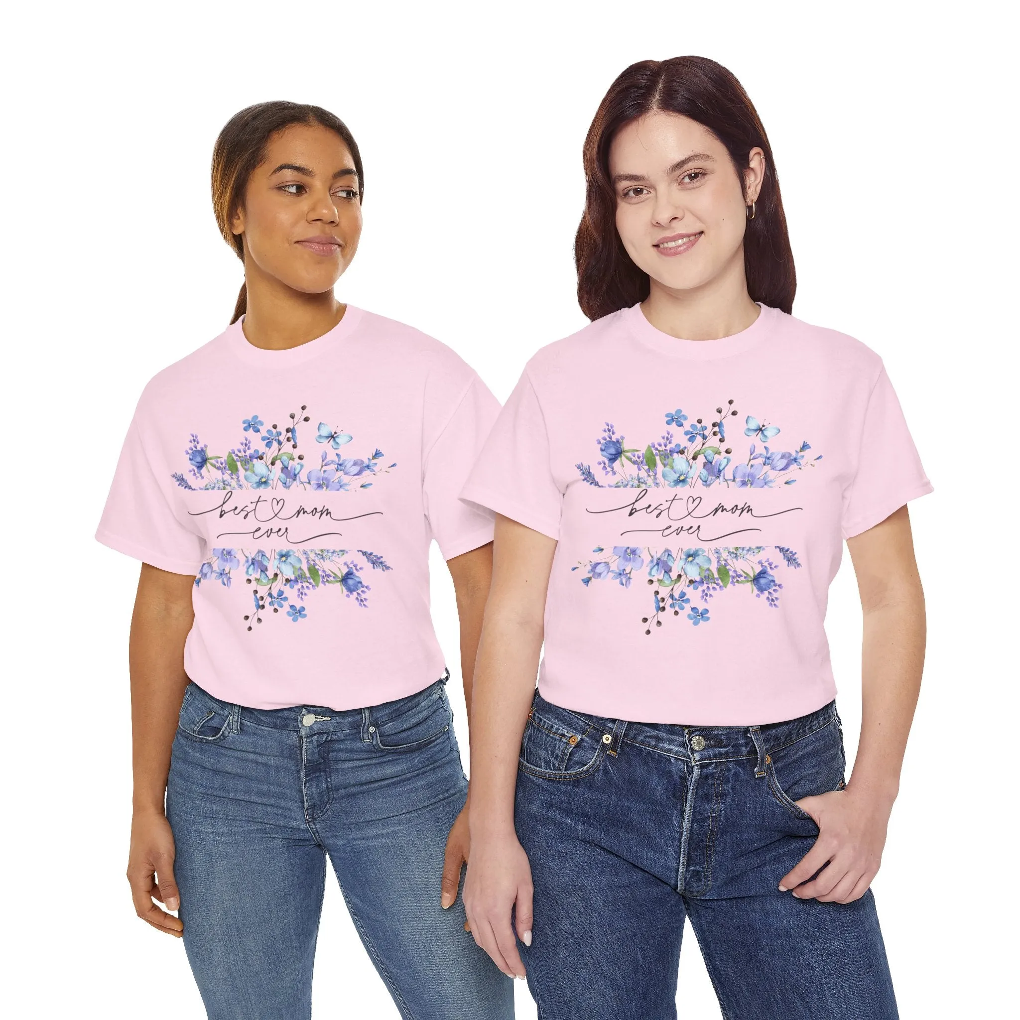 Best Mom Blue floral - Unisex Heavy Cotton Tee