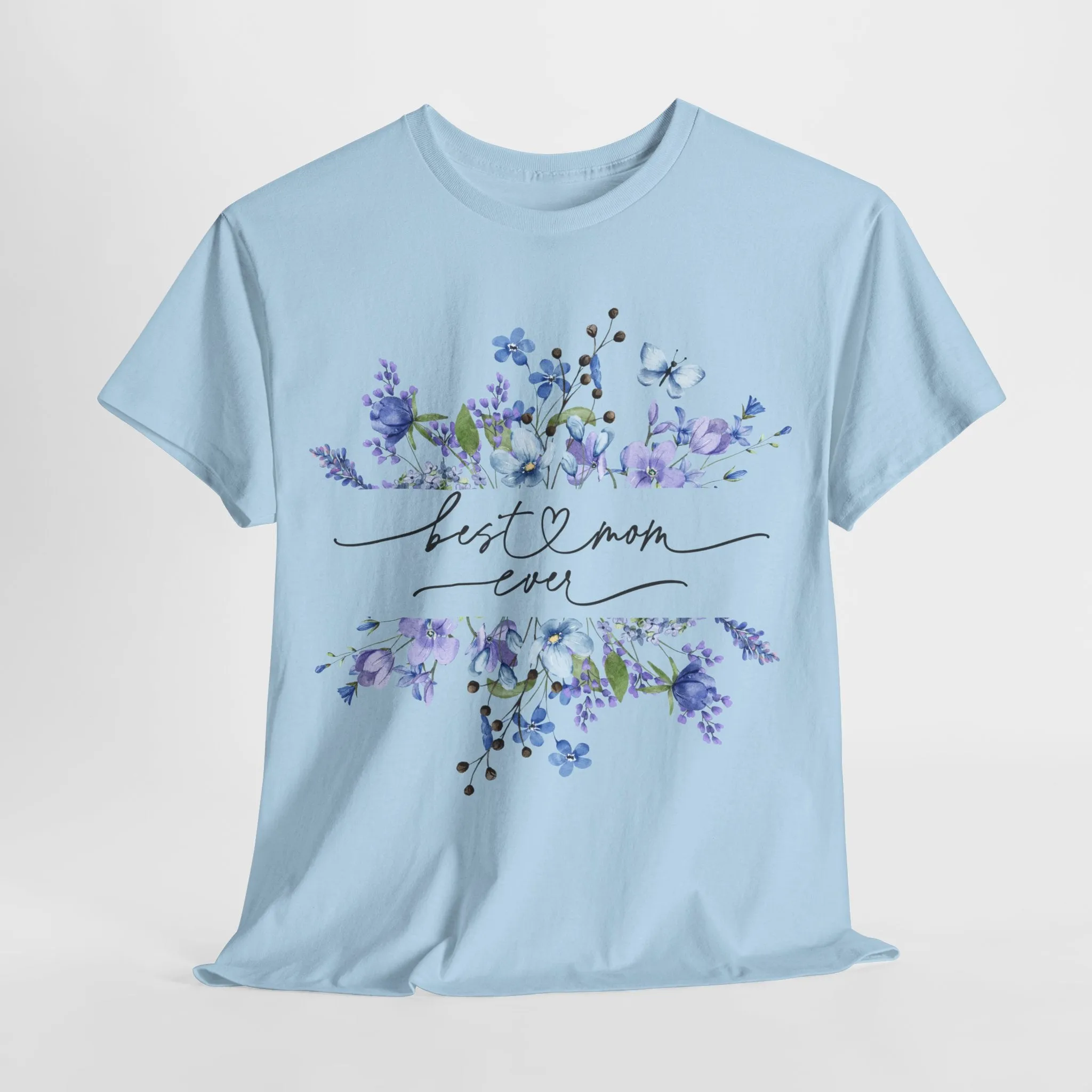 Best Mom Blue floral - Unisex Heavy Cotton Tee