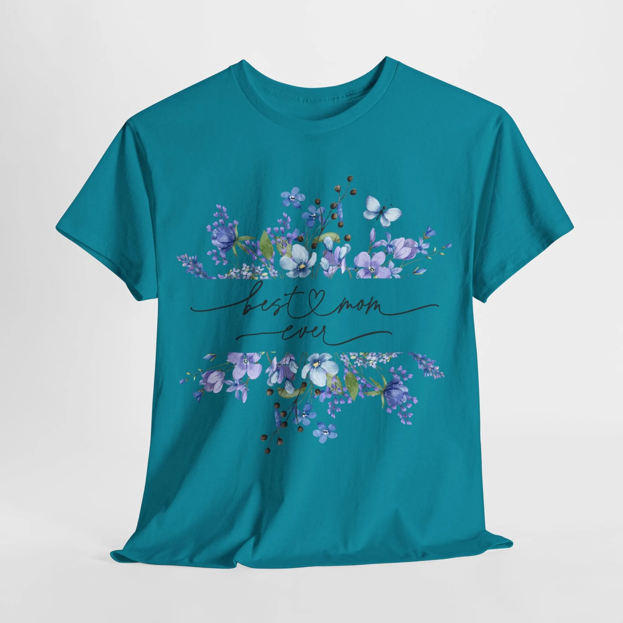 Best Mom Blue floral - Unisex Heavy Cotton Tee