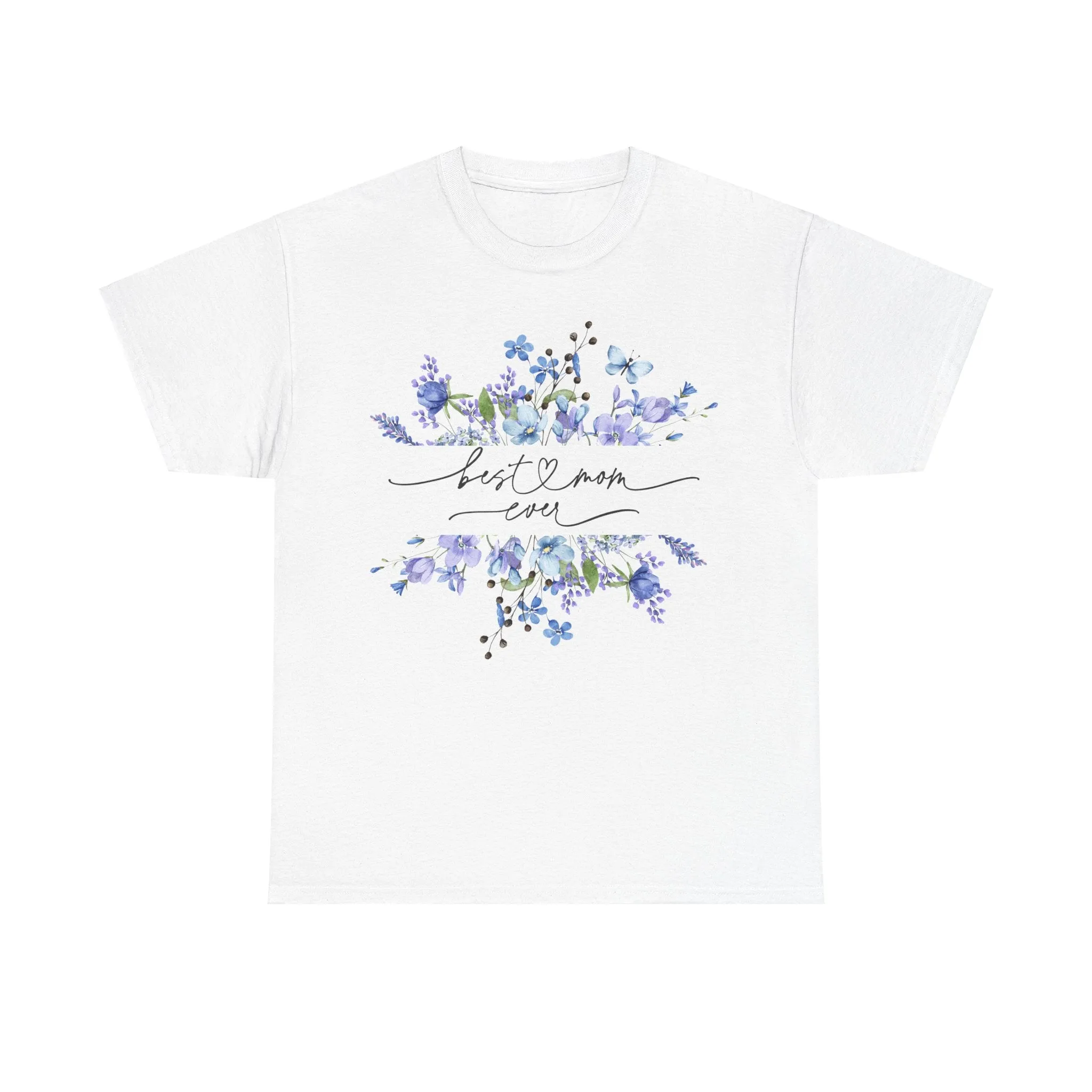 Best Mom Blue floral - Unisex Heavy Cotton Tee