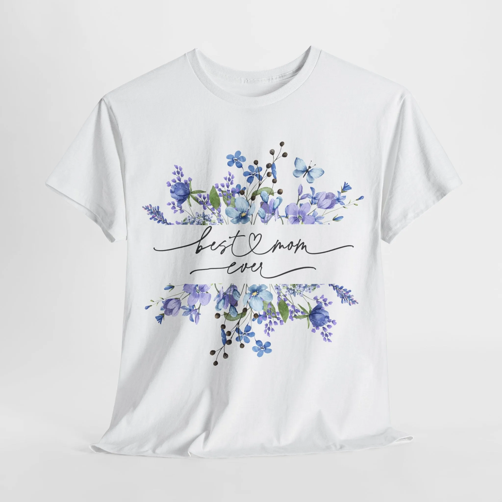 Best Mom Blue floral - Unisex Heavy Cotton Tee