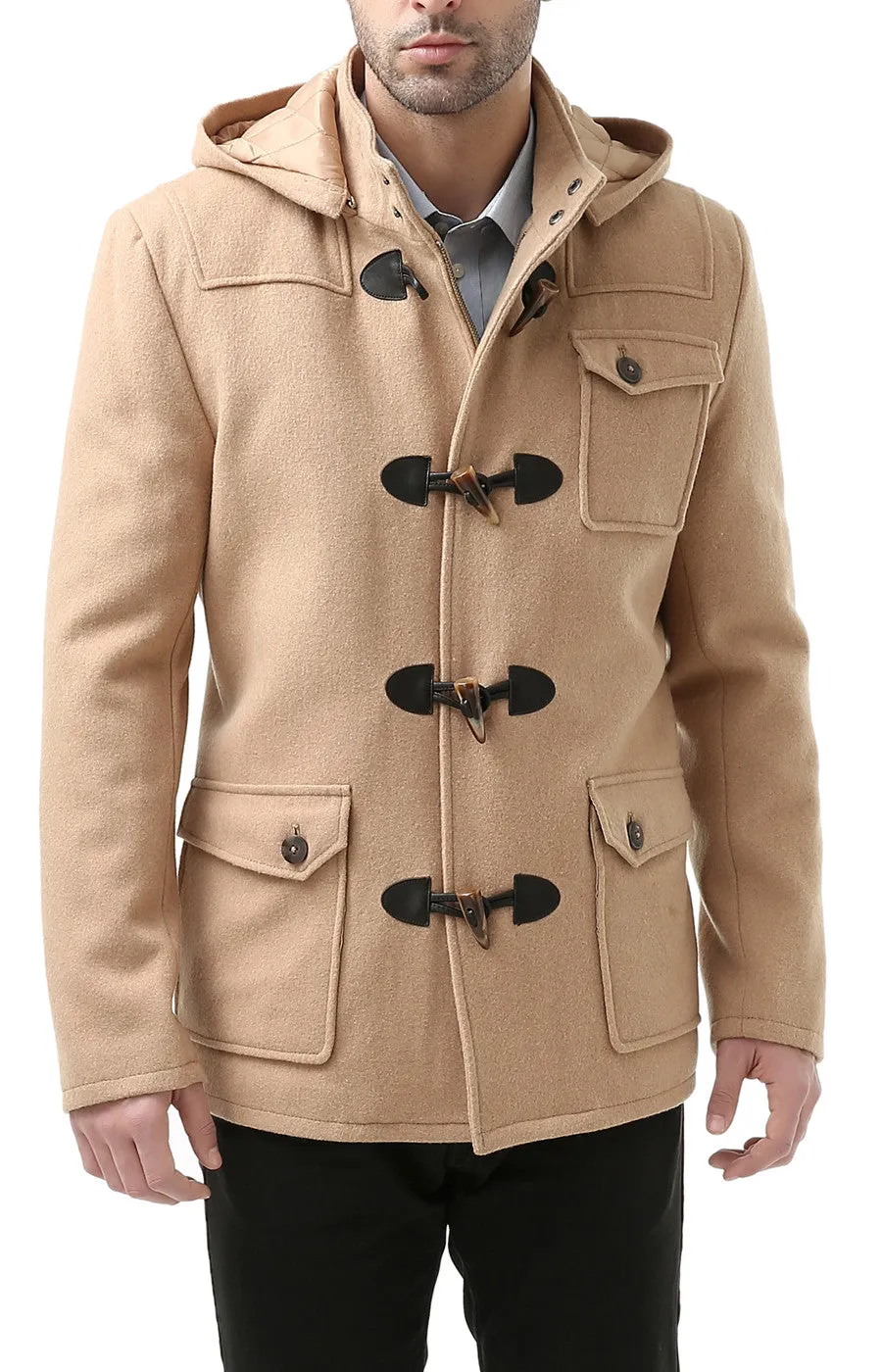 BGSD Men Nathan Wool Blend Patch Pocket Short Toggle Coat