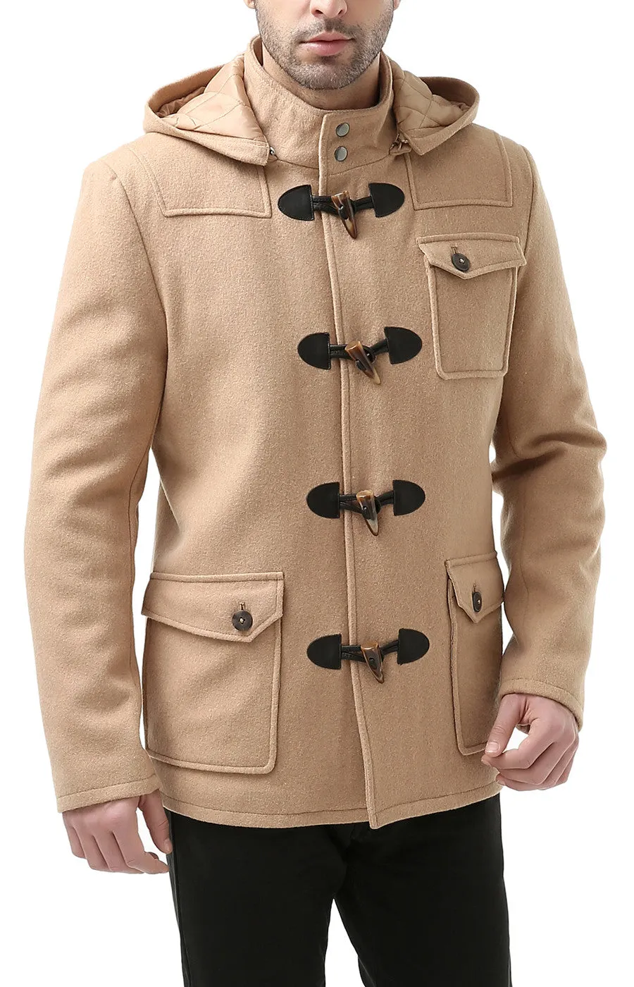 BGSD Men Nathan Wool Blend Patch Pocket Short Toggle Coat