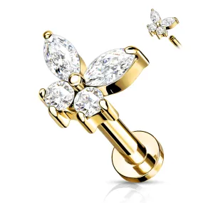 Bilpa Butterfly Body Jewellery with Gold Plating. Labret, Monroe, Tragus and Cartilage Earrings.