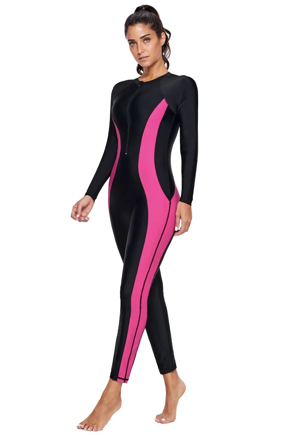 Black Front Zip Hourglass Beach Wetsuit