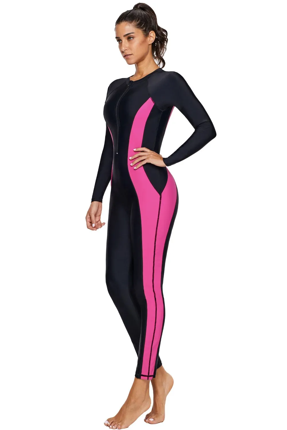 Black Front Zip Hourglass Beach Wetsuit