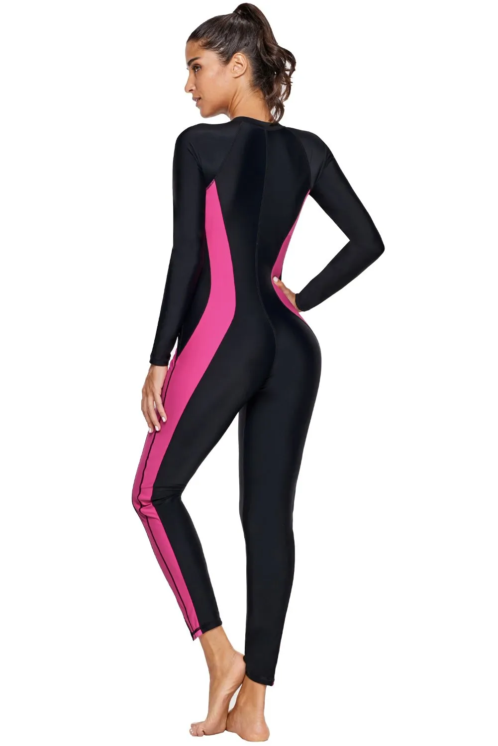 Black Front Zip Hourglass Beach Wetsuit