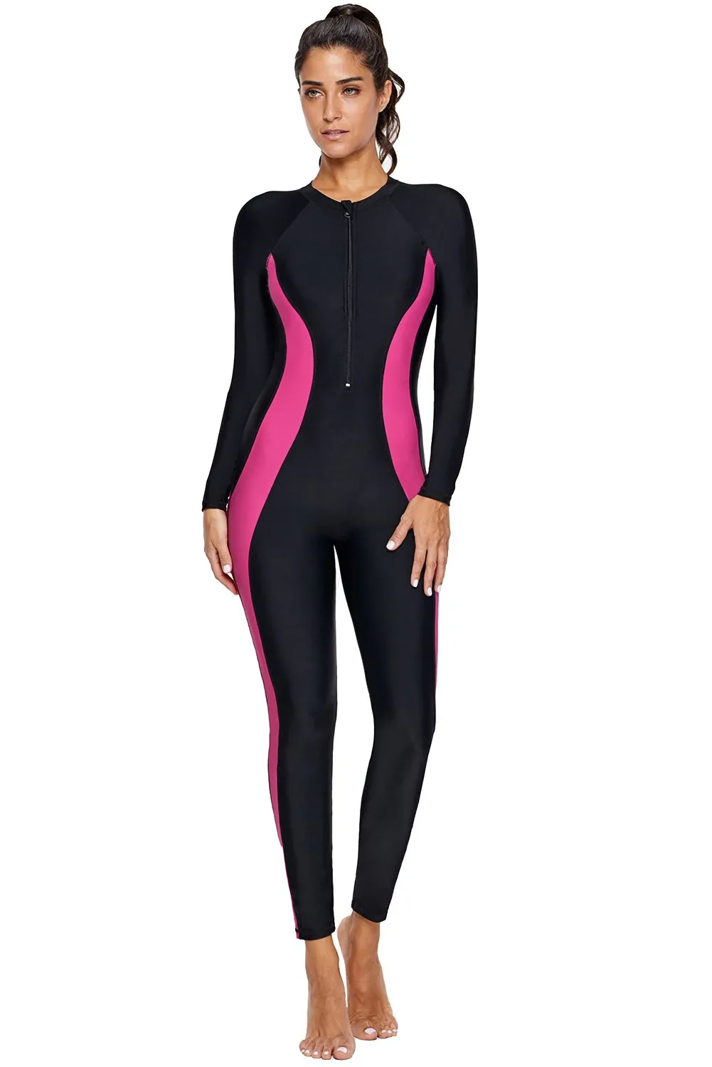 Black Front Zip Hourglass Beach Wetsuit