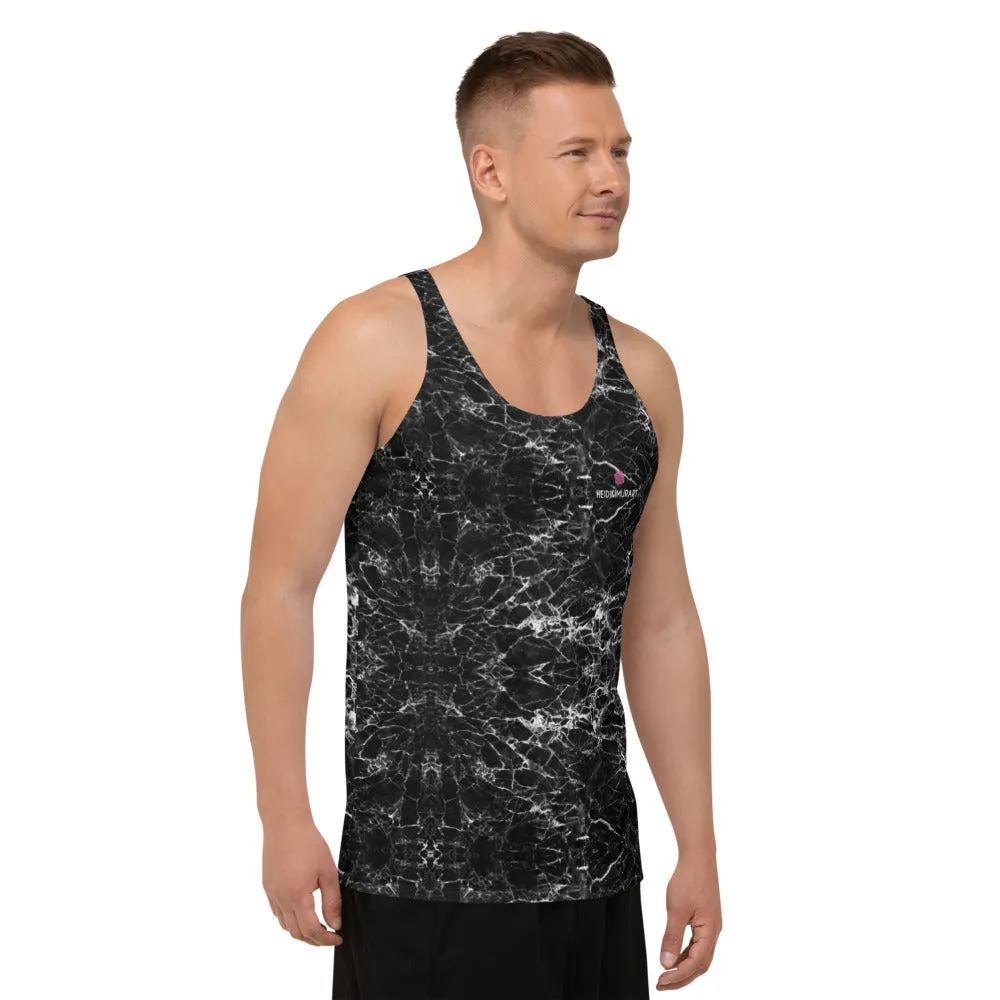 Black Marble Unisex Tank Top, Marbled Print Men's or Women's Tank Top-Made in USA/EU/MX