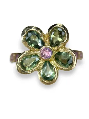 Blossom Sapphires Flower in 18ct Gold One of a kind (Exclusive to Tomfoolery London)