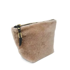 Blush Shearling Makeup Bag By Kempton & Co