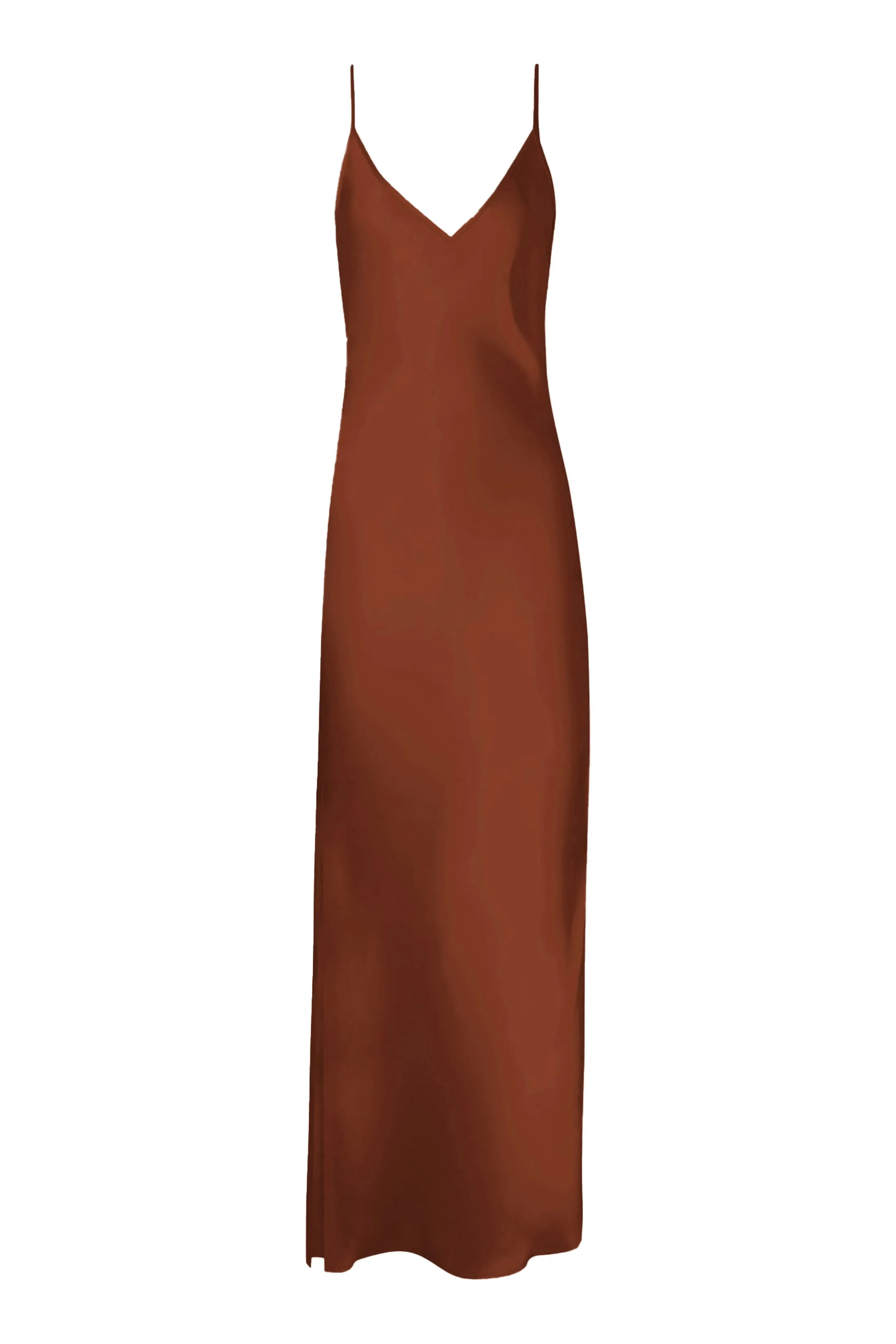 BM Full Length Slip Dress with Slit - Walnut