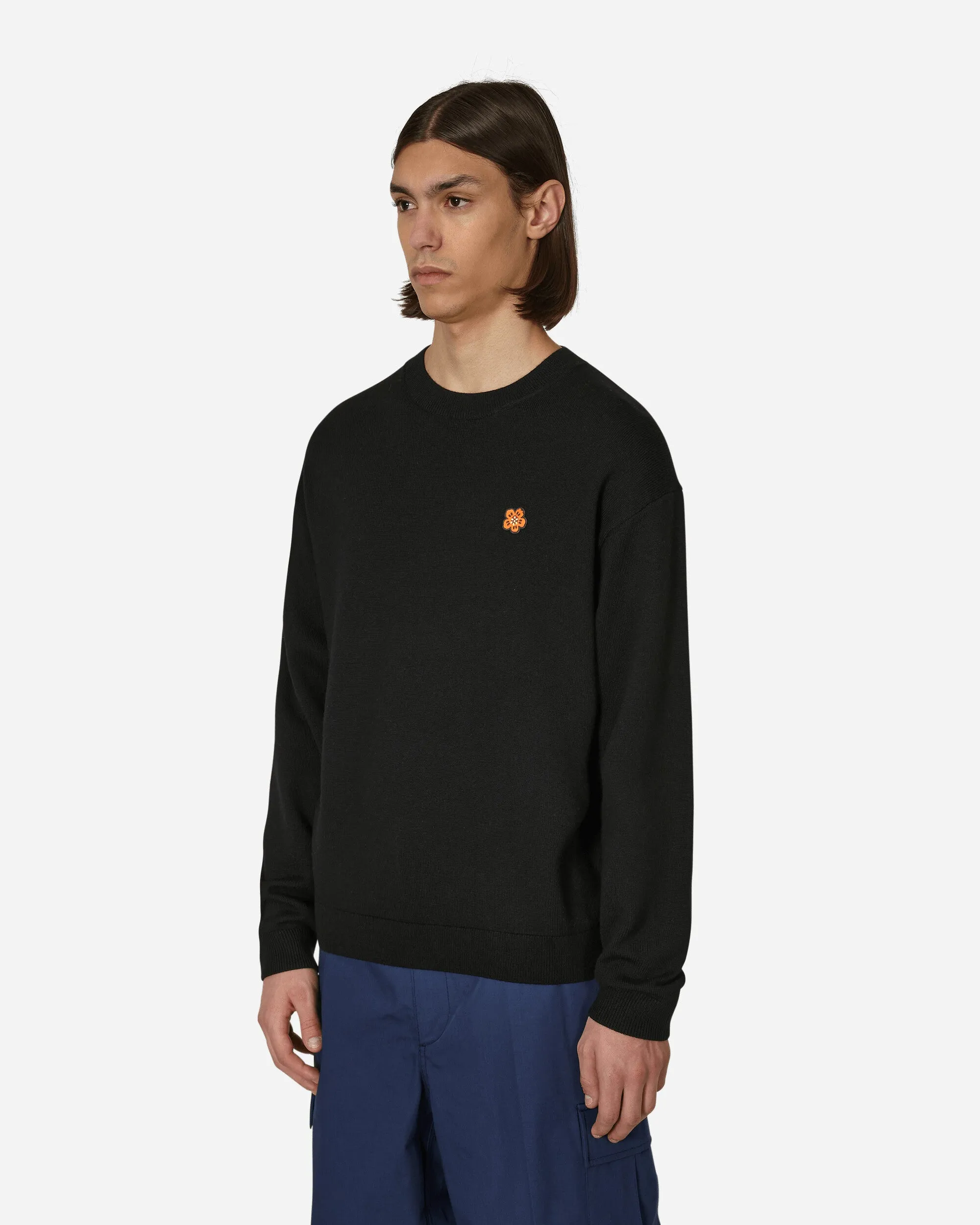 'Boke Flower' Crest Merino Wool Sweater Black