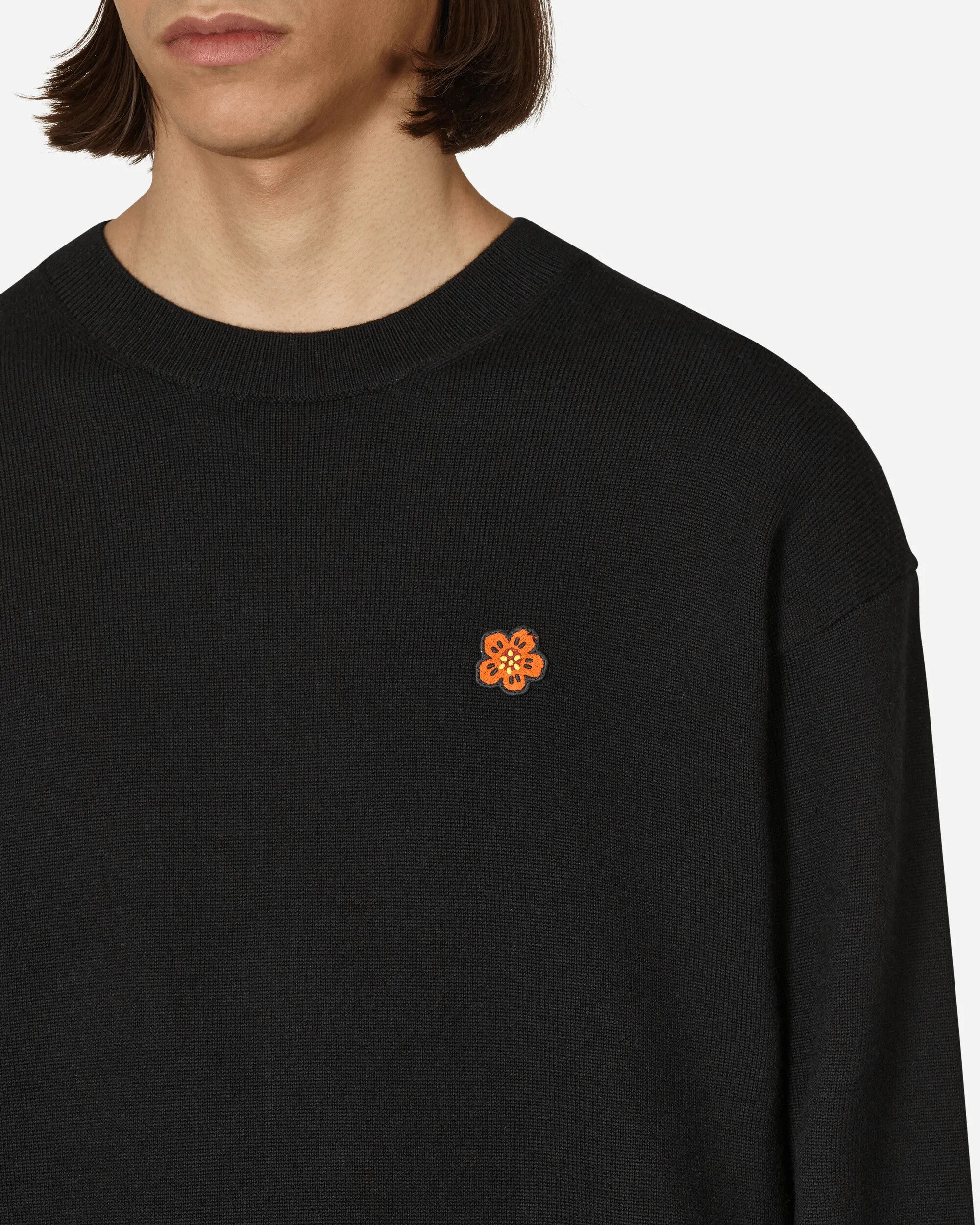 'Boke Flower' Crest Merino Wool Sweater Black