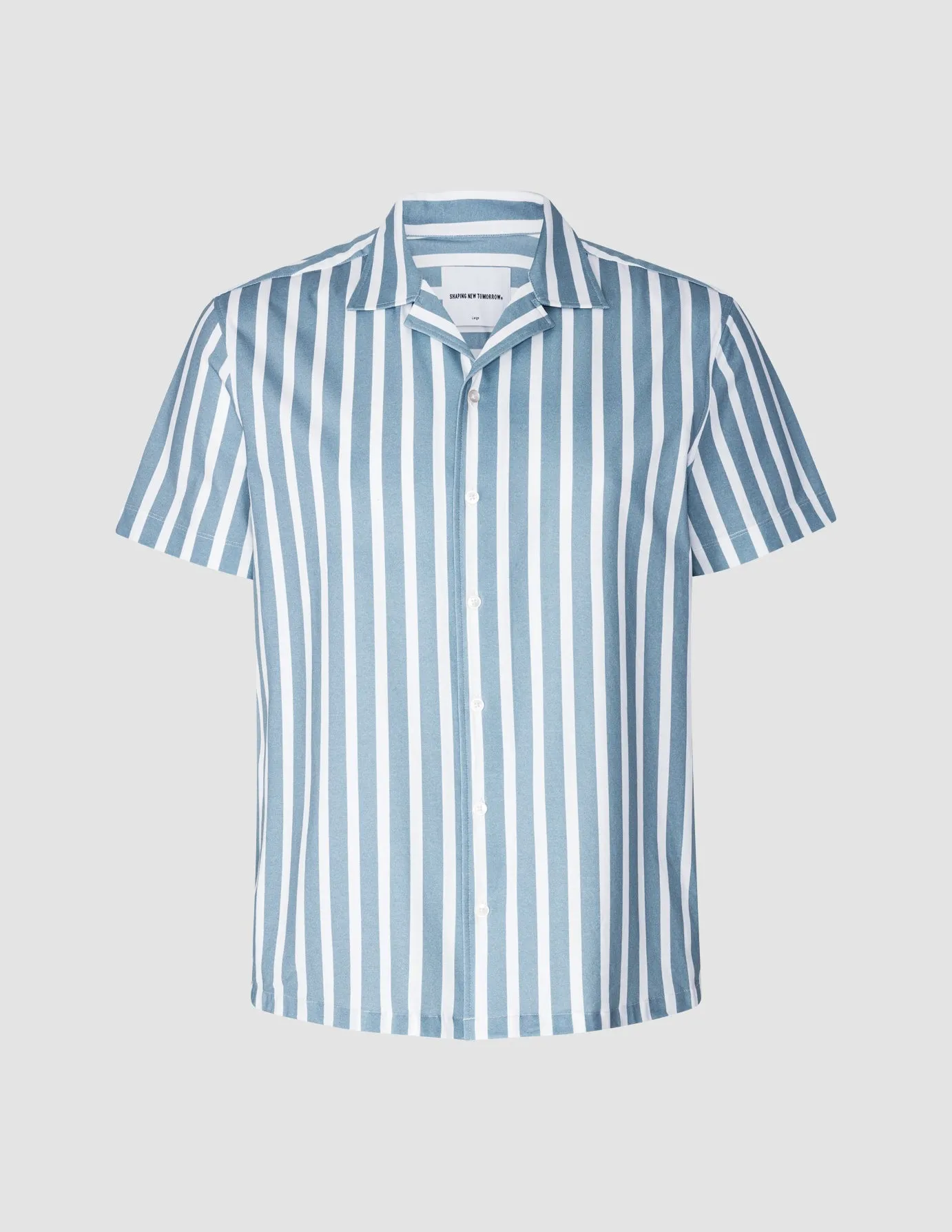 Bowling Short Sleeve Shirt Bold Stripes Light Blue