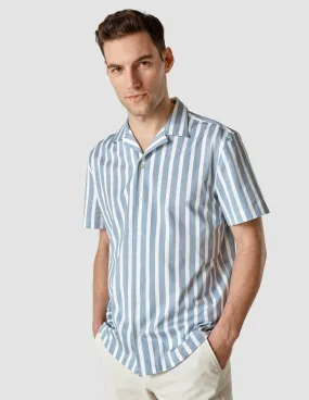 Bowling Short Sleeve Shirt Bold Stripes Light Blue