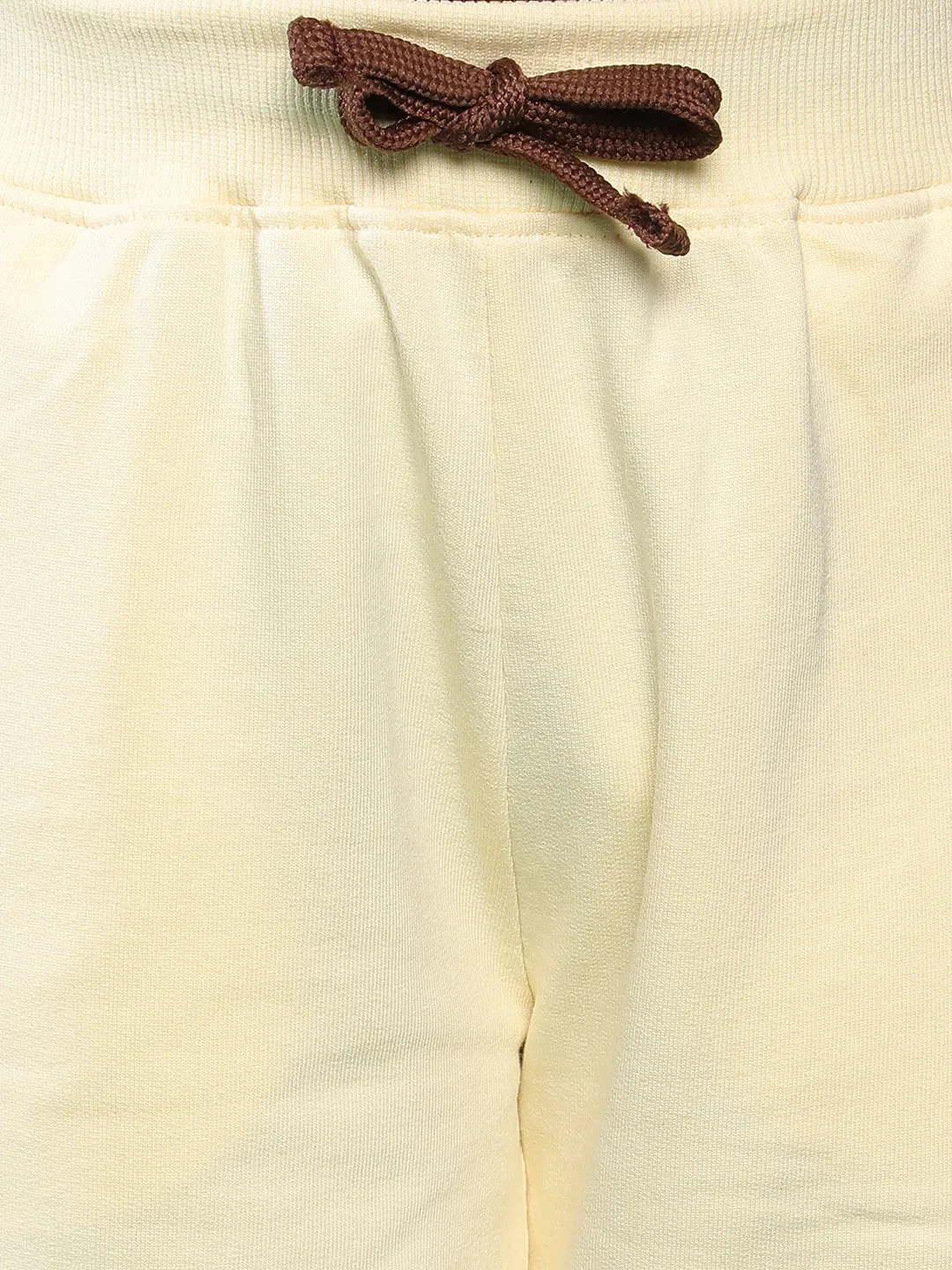 Boys Off White Solid Cotton Joggers