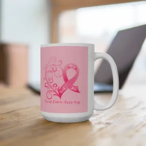 Breast Cancer Awareness Heart (Pink) Mug (15oz) (Dual Sided-Design)