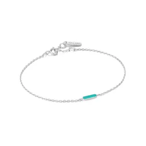 BRIGHT FUTURE TEAL ENAMEL SILVER BAR BRACELET