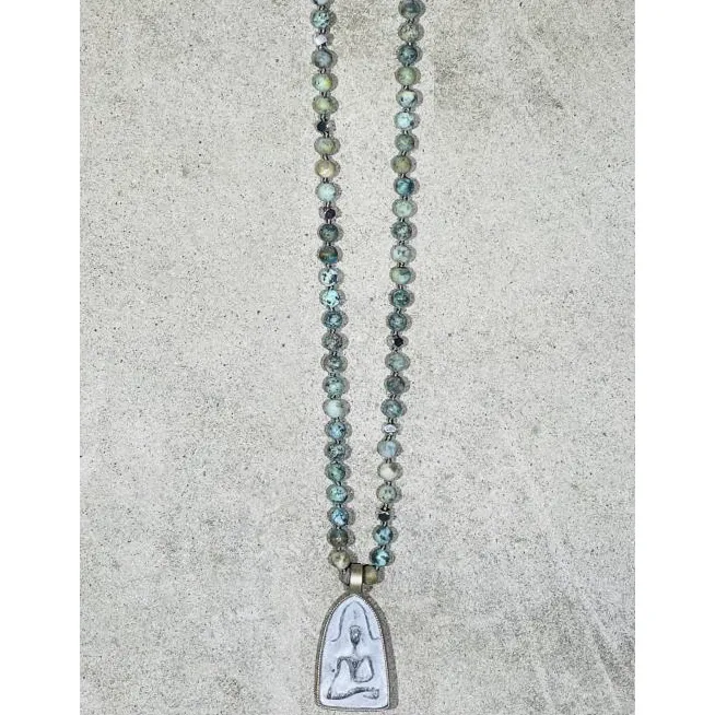 Buddha 52 Necklace in African Turq