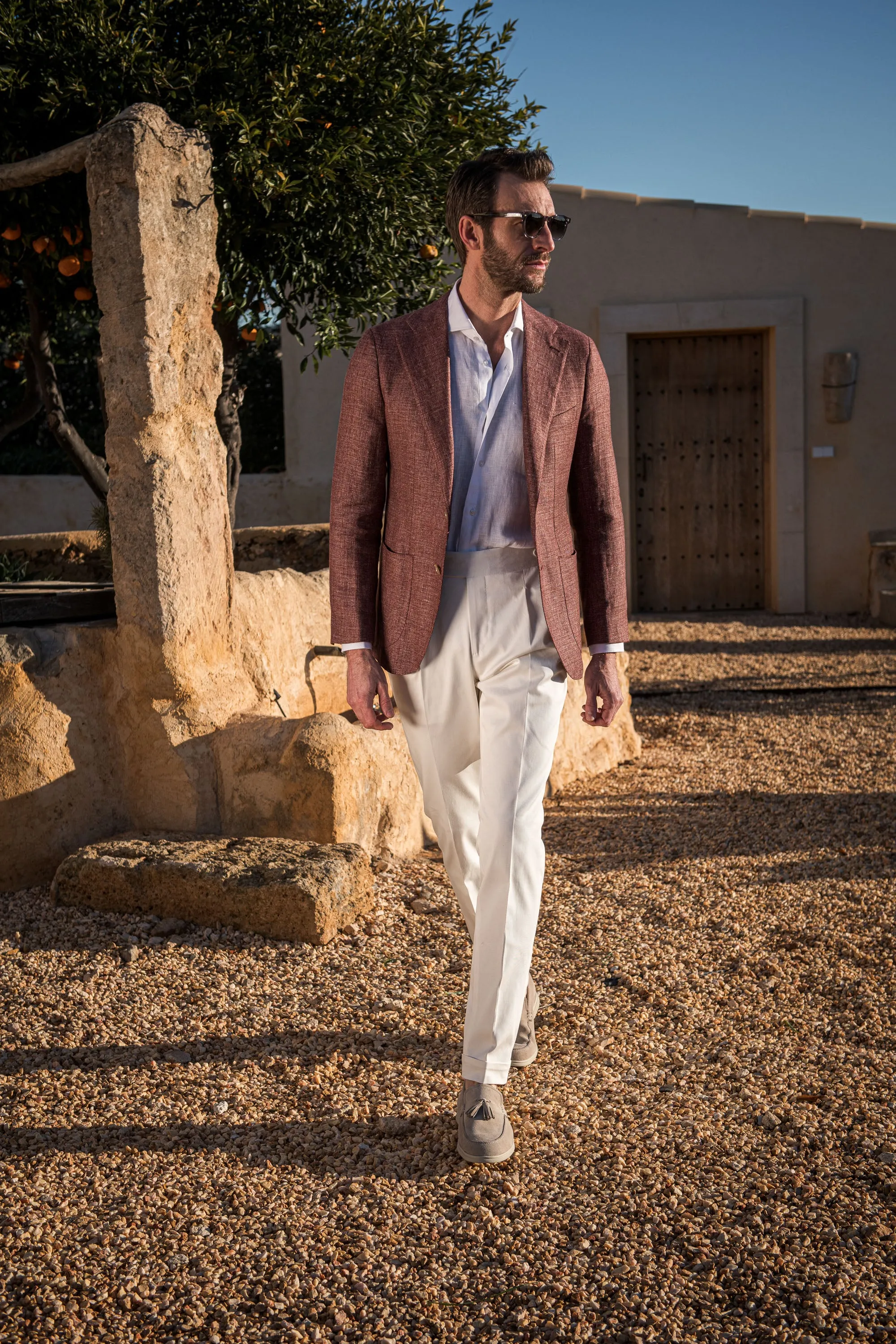 Burgundy linen and wool jacket - Made in Italy